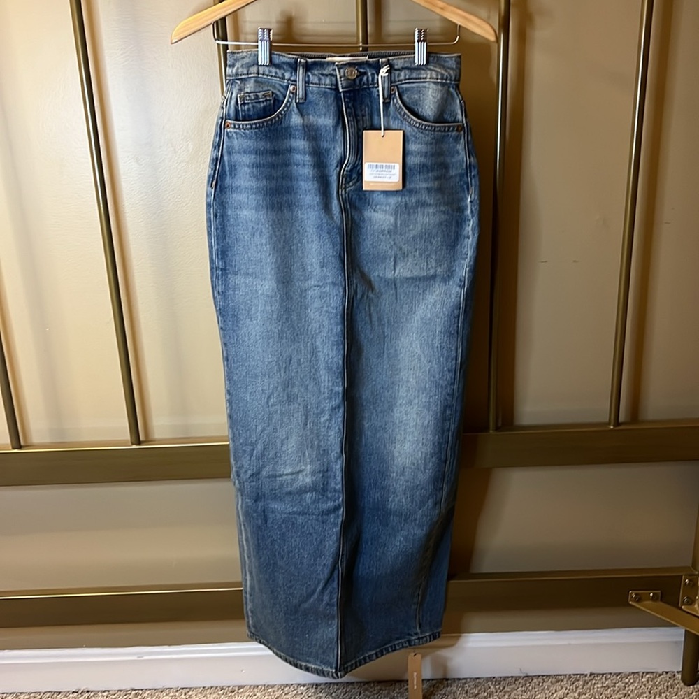 Reformation Daria Ultra High Rise Denim Maxi Skirt 25 - Picture 3 of 6